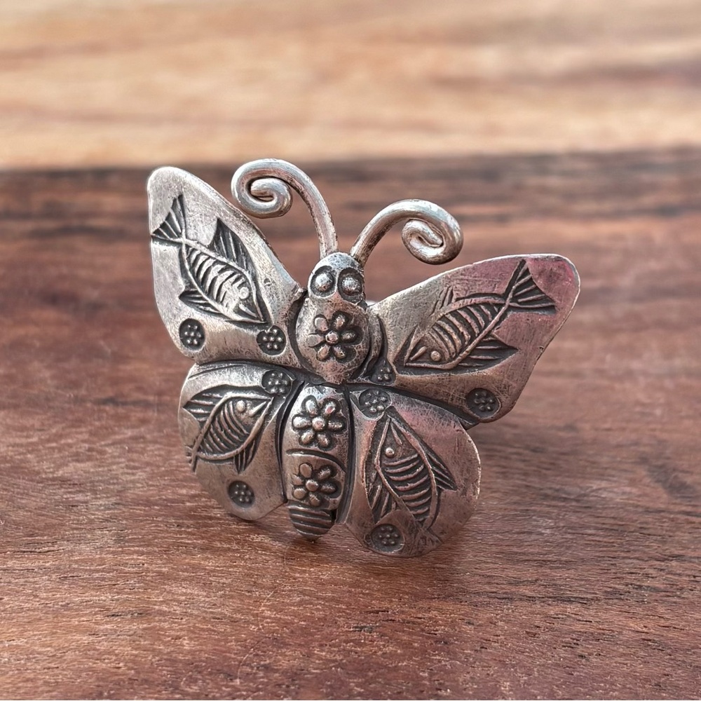 Hill Tribe Silver Butterfly Ring Size 7